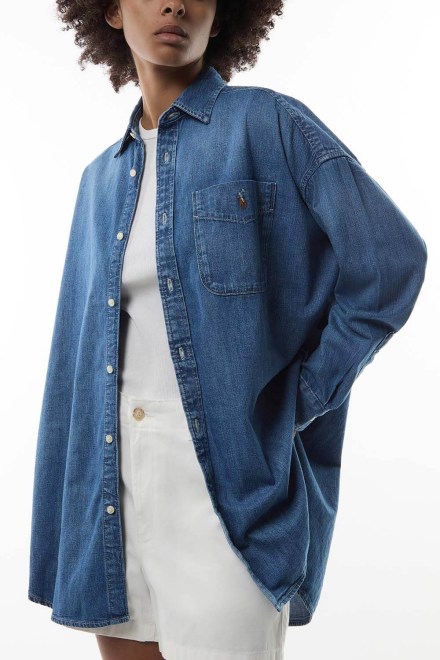 Риза 2X1 Denim-Lsl-Bfs 211969398001 400 blue
