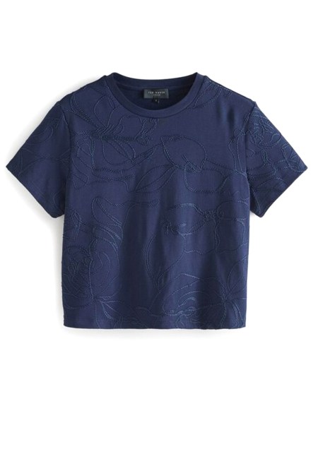 T-Shirt Agaly Short Sleeve All Over Embroidered Boxy 278535 navy