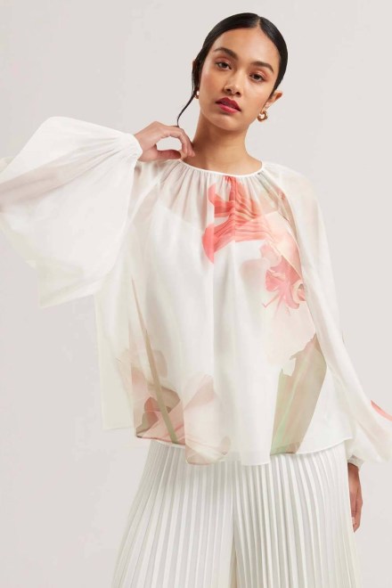 Блуза Eriana Organza Puff Sleeve 279199 ivory