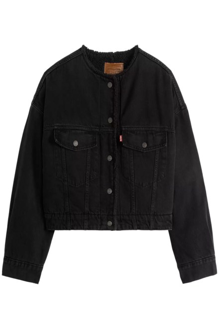 Яке Collarless Crop Sherpa Trucker 0088Z0001 slight night psk