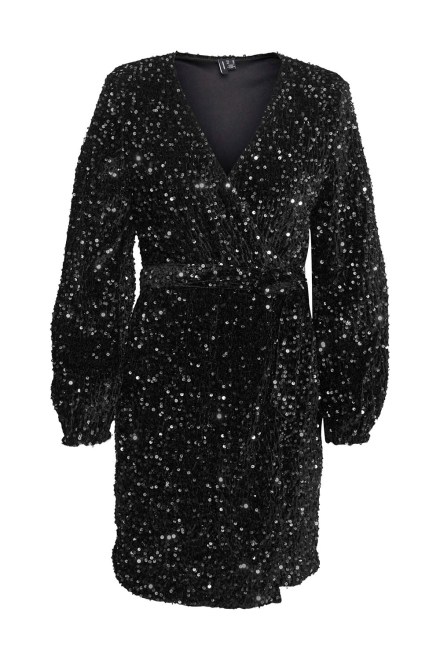 Рокля Vmbella Ls Wrap Short Dress Jrs 10298493 C-N10 black
