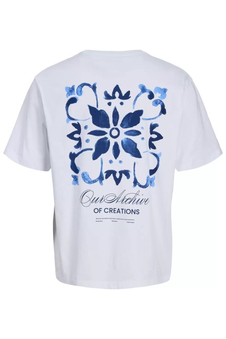 T-Shirt Jjart Print Ss Crew Neck 12288095 11-0601 TCX bright white