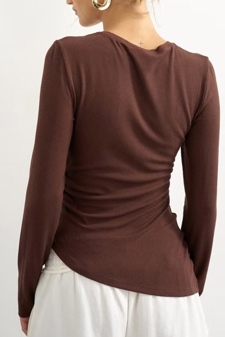Top Tsria Premium Rib Ruched 31001439 19-0912 TCX chocolate brown
