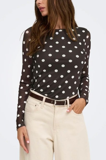 Top Onlnova L/S Mesh 15357642 19-0915 TCX coffee bean