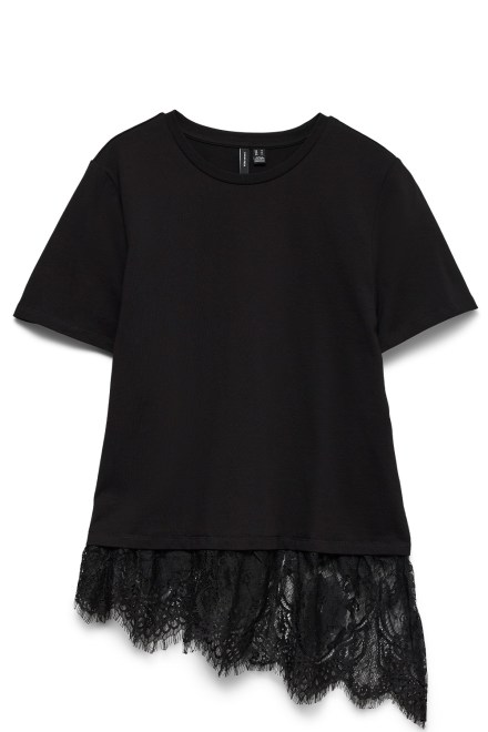 T-Shirt Vmbrit Ss O-Neck Lace 10353960 C-N10 black