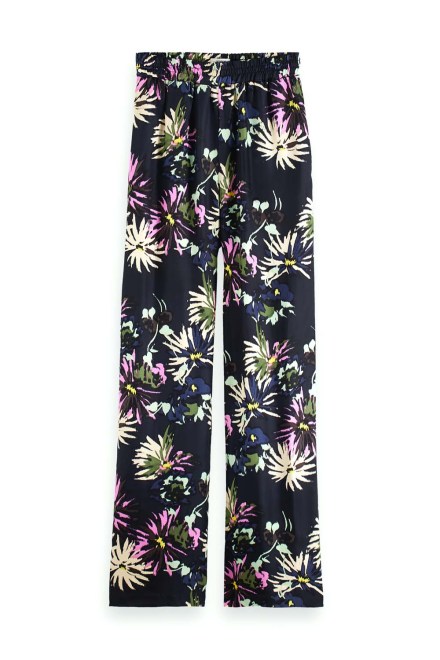 Панталон Gia - Mid Rise Wide Leg Printed Silky Trousers 171927 SC5638 aster black
