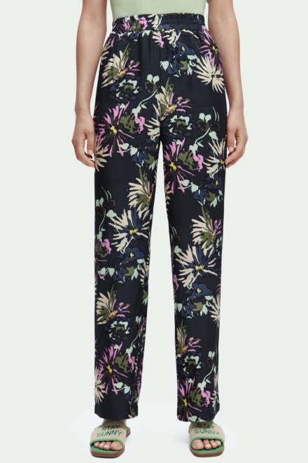 Панталон Gia - Mid Rise Wide Leg Printed Silky Trousers 171927 SC5638 aster black