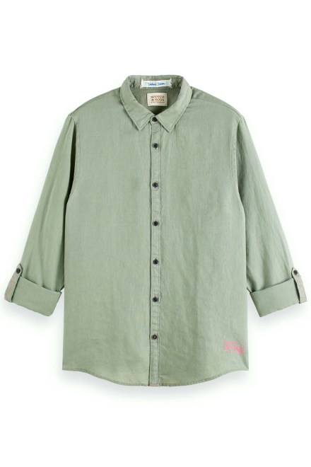 Риза Linen Shirt With Sleeve Roll-Up 171612 SC0115 army