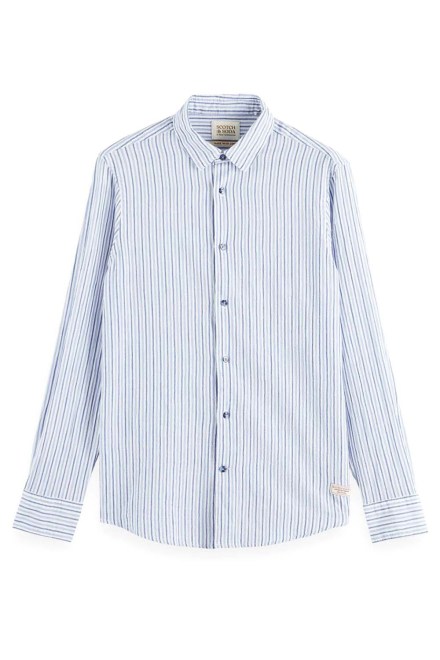 Риза Regular Fit Crinkled Voile In Stripes And Checks 171607 SC6039 white/blue stripe