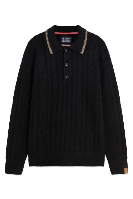 Плетено Soft Knit Polo Cable Dropped Shoulder 183771 001 meteorite